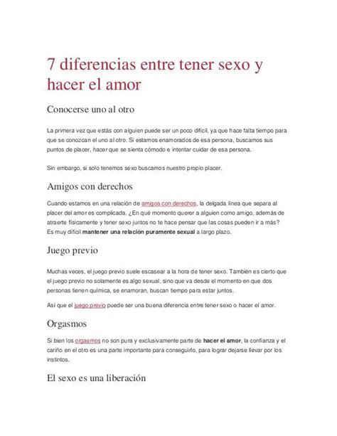 10 diferencias entre hacer el amor y tener relaciones